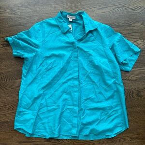 NWT COLDWATER CREEK Women's Cotton Silk camp button down shirt. size 2X 20 22